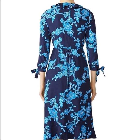 Draper James Blue Wrap Sundress with Tie Front and V-Neck - Picture 5 of 6